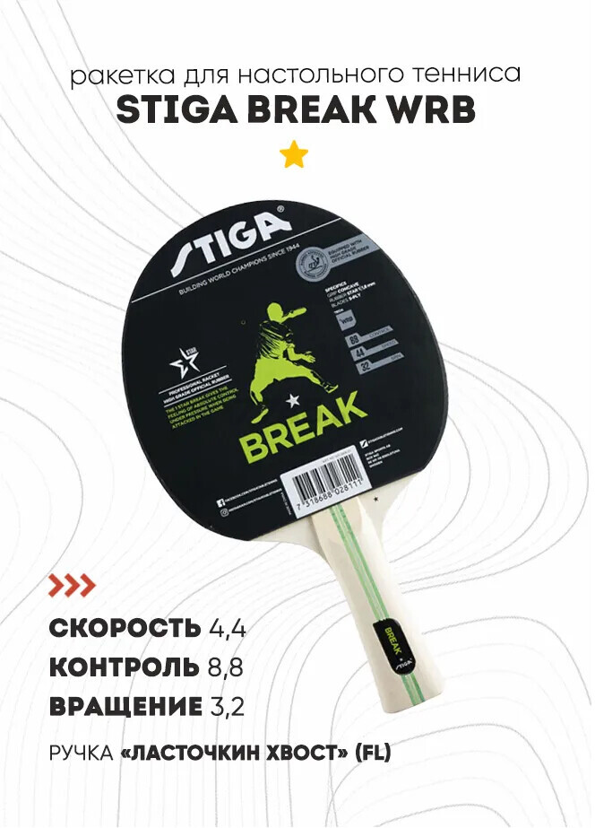 Ракетка для настольного тенниса STIGA Break WRB (1211-5918-01) - Фото 2